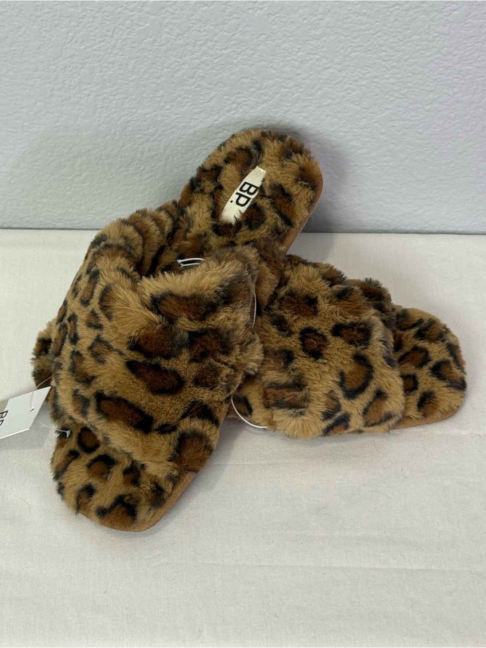 BP. Faux-Fur Leopard Slide Slippers - Brown/Black
